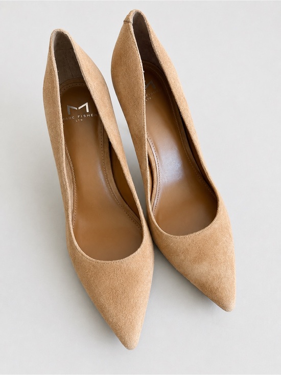 Marc Fisher Shoes - Marc Fisher LTD Tan Suede Pointed Toe Block Heel Pumps Size 7.5